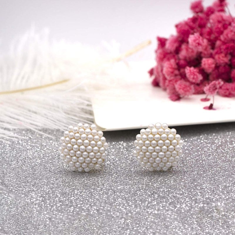 YOQUCOL Simulated Pearl Golden Tone Big Clip On Earrings For Non Pierced Bridal-Elegant Jewelry for Women - Image 3